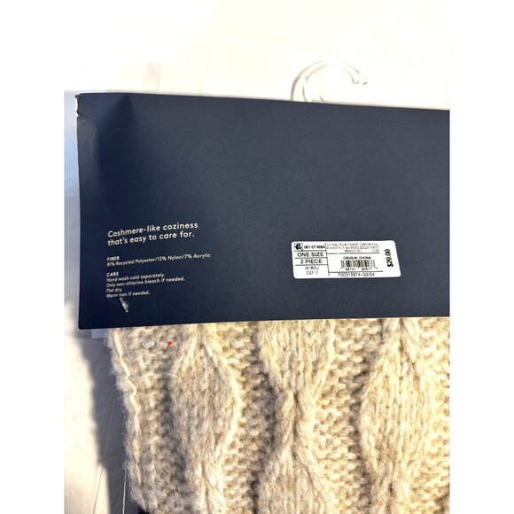 Universal Thread Womens Cable Knit Beanie & Scarf Set Winter Accessories Cream - Picture 6 of 8